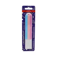 Set 6 lumânări drepte, pentru tort, Celebright, nuanțe pastel roz și albastru, bază albă, 15 cm