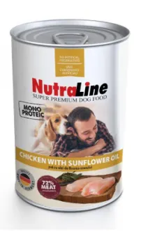 Nutraline Dog Conserva Adult Monoprotein Pui Ulei de Floarea-Soarelui 400 g