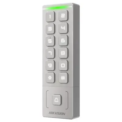 Cititor proximitate cu tastatura Hikvision DS-K1T809EX, card EM, cod PIN, Wiegand, aparent, 1000 utilizatori
