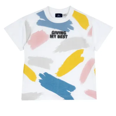 Tricou copii Chicco, alb cu model, 02110-70MC