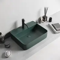 Lavoar baie pe blat, verde inchis mat, dreptunghiular, cu orificiu baterie Foglia Golar