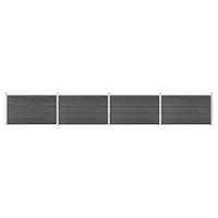 vidaXL Set de panouri de gard, negru, 699 x 105 cm, WPC