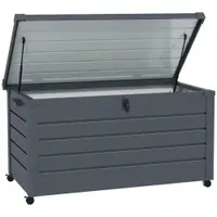 Outsunny Cutie de Depozitare pentru Exterior de 331 Litri cu Roți, Organizator Spațios din Oțel Galvanizat, pentru Terasă și Grădină | Aosom Romania