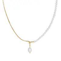 Lantisor argint 925, JW1717, model elegant cu perle, placat cu aur