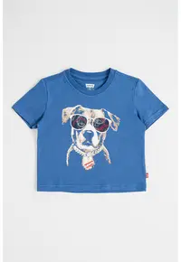Tricou cu imprimeu Patriotic Pup - Maro/Albastru prafuit