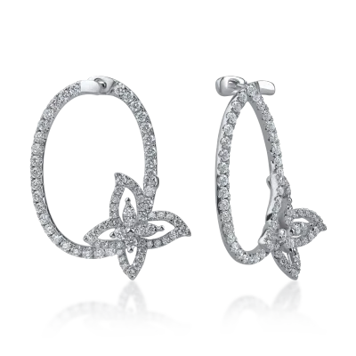 Cercei fluturi din aur alb cu diamante de 1.52ct