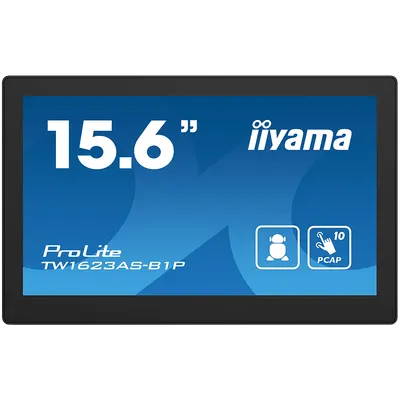 IIYAMA Monitor Android 24/7 TW1623AS-B1P 15.6” Full HD PCAP 10pt touch screen with POE 1920 x 1080 16:9 450 cd/m² 30ms projecti