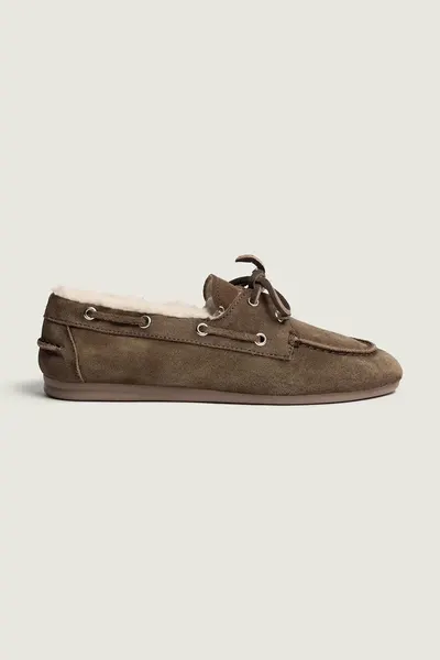 Posa loafers slip-on pentru femei din piele întoarsă Boat Loafer