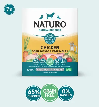 Caserola Naturo Adult Grain Free cu Carne de Pui, Cartofi si Legume 400g