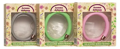Brățară repelentă din silicon, cu 3 rezerve active, Aroma Defence, sortiment