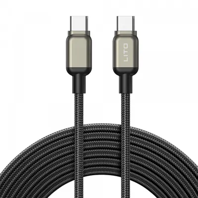 Cablu Date si Incarcare USB-C - USB-C Lito LD17, 100W, 1m, Negru