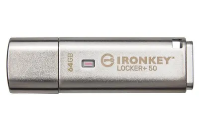 Memorie USB Kingston IronKey Keypad 200 64GB, USB Type-A, Argintiu