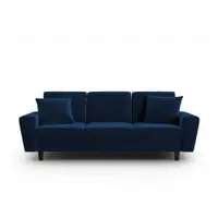 Canapea albastră extensibilă, cu spațiu de depozitare cu tapițerie din catifea 235 cm Kyoto – Cosmopolitan Design
