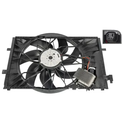 Ventilator radiator (cu carcasa) potrivit MERCEDES C (CL203), C T-MODEL (S203), C (W203), CLK (A209), CLK (C209) 1.8-5.4 05.00-03.10