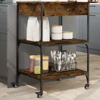 vidaXLCărucior de bucătărie stejar fumuriu 60x48x89,5cm lemn prelucrat