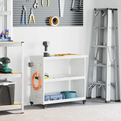 vidaXL Cărucior pentru unelte Alb 75 x 35 x 73 cm Oțel laminat la rece