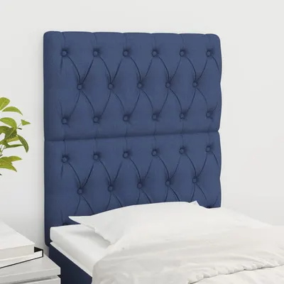 vidaXL Tăblie de pat albastră 80x7x118/128 cm, material textil