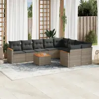 Gossi set mobilier de gradina cu perne, 10 piese, gri, poliratan