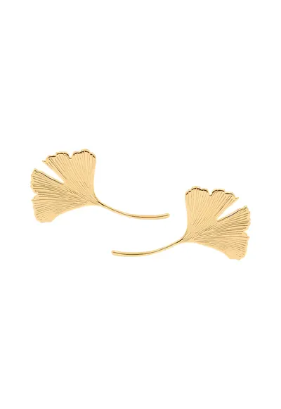 Cercei Ginko 4 cm - placati cu aur de 18K