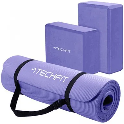 Set Yoga TECHFIT Saltea fitness/pilates + 2 caramizi yoga, mov