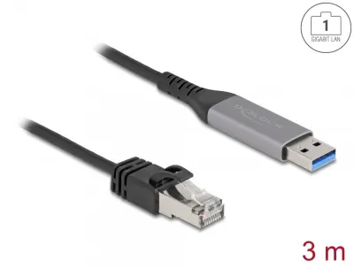 Cablu de retea USB 3.1-A la RJ45 Gigabit LAN 3m, Delock 60757