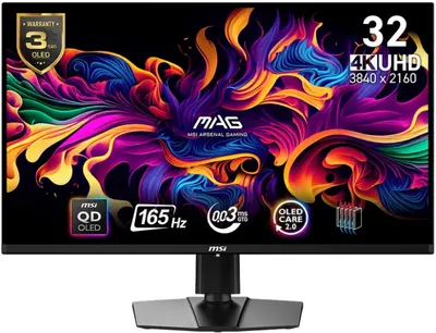 Monitor de gaming MSI - MAG 321UP QD-OLED, 32'', 165Hz, 0.03ms, FreeSync