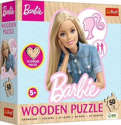 Puzzle din lemn pentru copii Trefl din 50 piese - Barbie modernă preferată