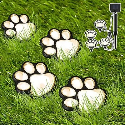 Set 4 lampi solare Paw Print Light