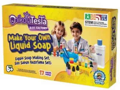 Set științific Nikola Tesla - Fă-ți propriul săpun lichid, 17 piese