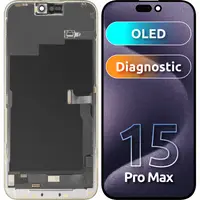 Display cu Touchscreen MP compatibil cu Apple iPhone 15 Pro Max, cu Rama, Versiune OLED FHD Diagnostic, Negru