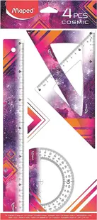 Trusa geometrie Maped Comics - 4 piese, roz