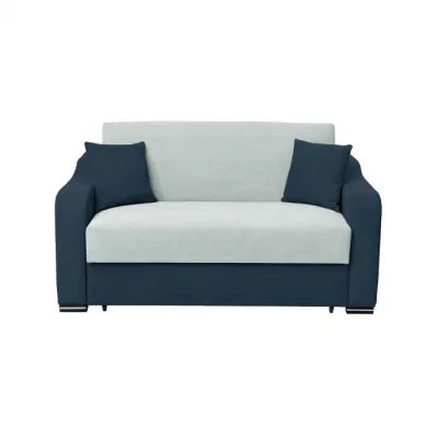 Canapea extensibila FRUNZA, 2 locuri, cu arcuri, lada depozitare, albastru + gri albastrui, 165x110x90 cm
