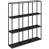 HOMCOM Etajeră de perete industrială 9 compartimente, etajeră modulară din metal pentru obiecte de colecție, 87,5x18x100cm Negru | Aosom Romania