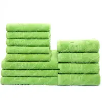 Set 12 Prosoape Premium Bumbac 100%, 550g m ², pentru Maini, Fata E i Corp - Verde deschis
