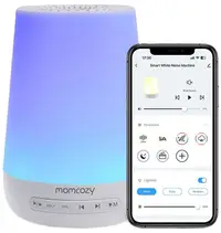 Lampa de noapte cu cutie muzicală Momcozy – Cu zgomot alb și 7 culori, albă