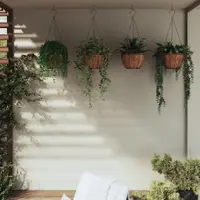 Gossi jardiniere suspendate captuseala cocos 4buc negru Ø40x63cm otel