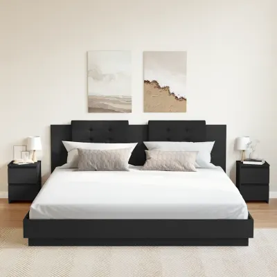vidaXL Noptiere, 2 buc., negru, 30x30x40 cm, lemn prelucrat