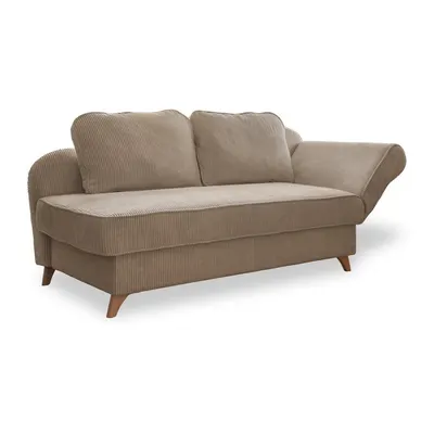 Șezlong taupe cu tapițerie din catifea reiată (cu colț pe partea dreaptă) Chic Charlotte – Miuform