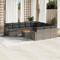 Gossi set mobilier de gradina cu perne, 13 piese, gri, poliratan