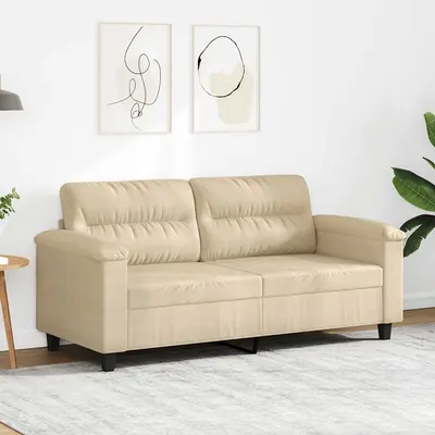 vidaXL Canapea cu 2 locuri, crem, 140 cm, țesătură microfibră
