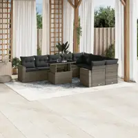 Gossi set mobilier de gradina cu perne, 10 piese, gri, poliratan