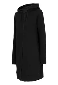 Cardigan dama gluga ajustabila - negru - bumbac/poliester