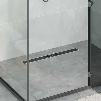 vidaXL Drenaj pentru duș cu capac din sticlă Negru 80 cm