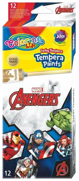 Vopsele tempera Colorino – Marvel Avengers, 12 culori, 12 ml