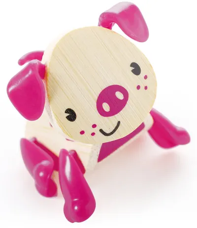 Jucarie pentru copii din bambus Hape - Animal mini Porc