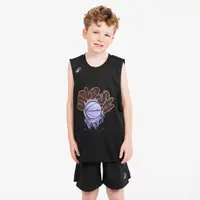 Tricou de baschet fără mâneci - ts500 fast Negru Copii