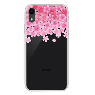 Husa Compatibila cu iPhone XR model Cherry Blossom, Silicon, Antisoc Alb/Roz Engros