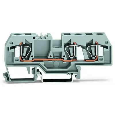 3-conductor through terminal block; 6 mm²; center marking; for DIN-rail 35 x 15 and 35 x 7.5; CAGE CLAMP®; 6,00 mm²; orange
