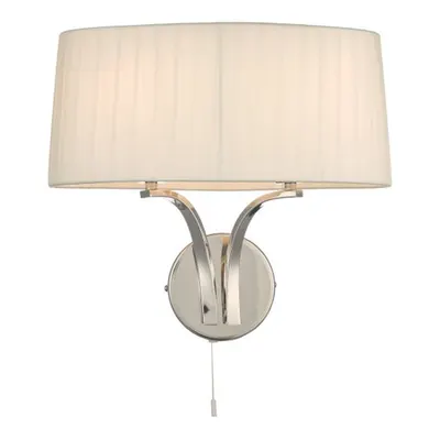 Aplica Cristin 2 Light Wall Light Polished Nickel With Ivory Shade