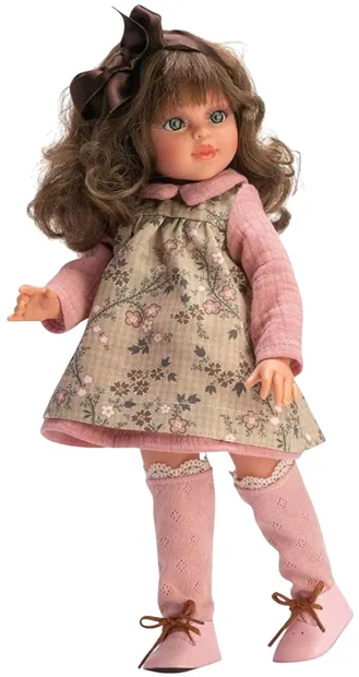 Păpuşă Asi Dolls - Sabrina, într-o rochie colorată și ciorapi lungi roz, 40 cm